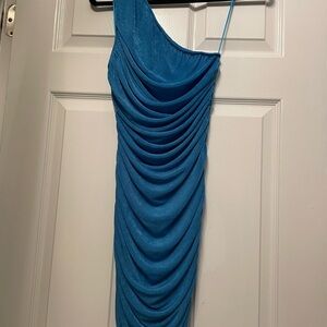 Lioness Blue One-Shoulder Dress Small